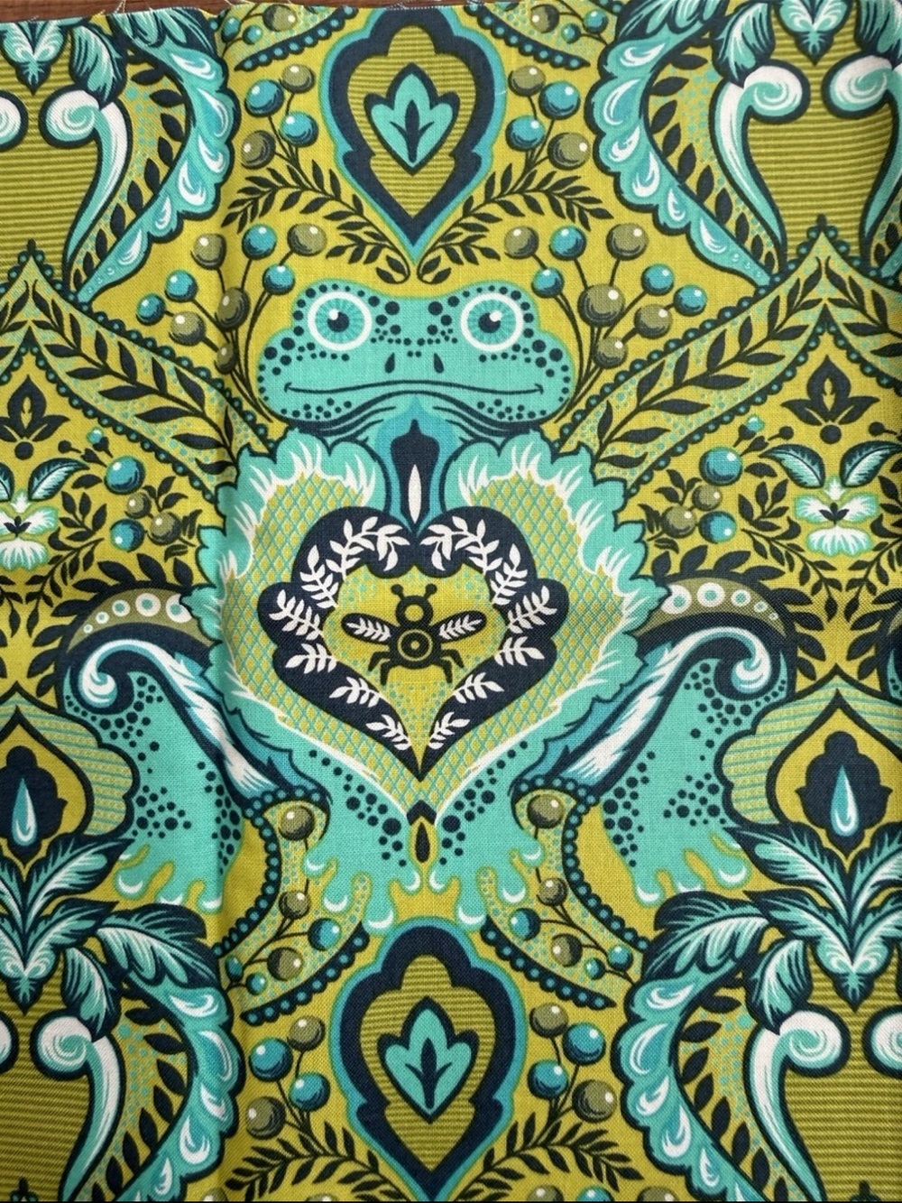 Tula Pink All Stars Frog Prince Green Quilting Cotton Fabric Remnant 10" x 44"